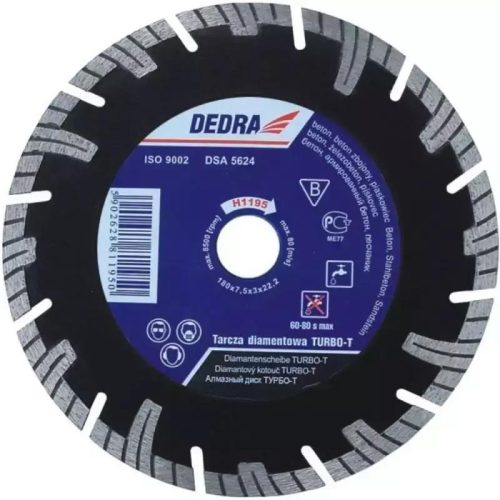 DEDRA Turbo-T gyémánttárcsa 250mm/25,4