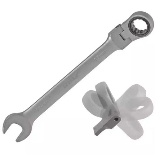 DEDRA Racsnis csuklós lapos-gyűrűs kulcs 15mm CrV