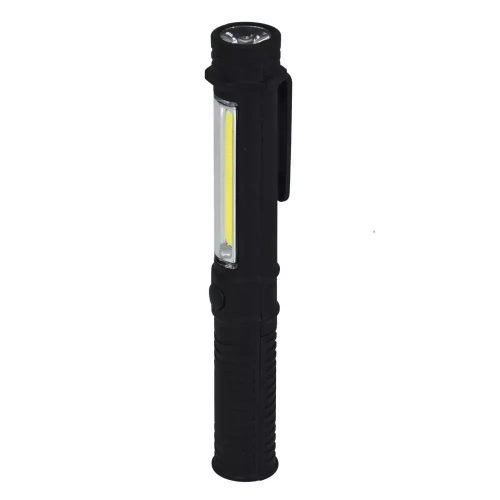 DEDRA Zseblámpa 1.5W COB LED + 1WLED, pen, elemekkel