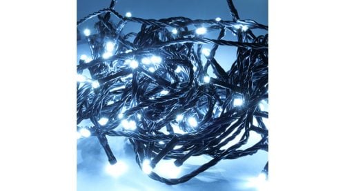 100 LED-es toldható karácsonyi fényfüzér, hálózati, higeg fehér