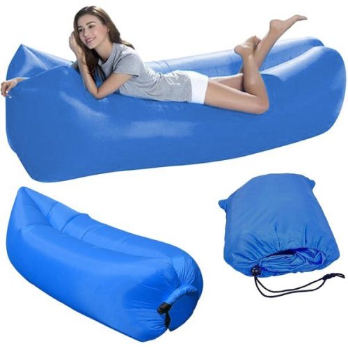 Air Lazy Bag pumpa nélkül felfújható matrac, 220cm x 70cm, Kék