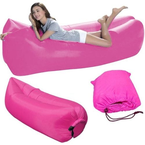 Air Lazy Bag pumpa nélkül felfújható matrac, 220cm x 70cm, rózsaszín