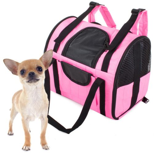 Hordtáska és hátizsák macska, kutya hordozó 34cm x 20cm x 28cm, rózsaszín