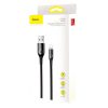 Baseus C alakú 2.4A USB Lightning kábel LED-del, 1m (fekete)