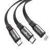 Baseus Fabric 3 az 1-ben USB-C / Lightning / Micro USB kábel 3,5 A 1,2 m (szürke)