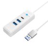 Orico Hub Adapter USB to 2x USB 3.0 + USB-C, 5 Gbps, 0.15m (White)