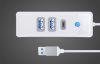 Orico Hub Adapter USB to 2x USB 3.0 + USB-C, 5 Gbps, 0.15m (White)