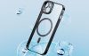 Baseus Glitter iPhone 14 Átlátszó mágneses tok és üvegfólia (fekete)