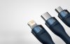 Baseus Flash 3 az 1-ben USB töltőkábel, USB-C + Micro USB + Lightning 66W, 1.2m (kék)