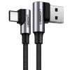 USB-C to USB-A 2.0 Angled Cable UGREEN US176, 3A, 3m (Black)