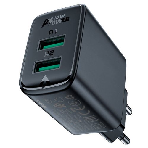 Wall Charger Acefast A33, 2x USB, 18W, QC3.0 (czarna)