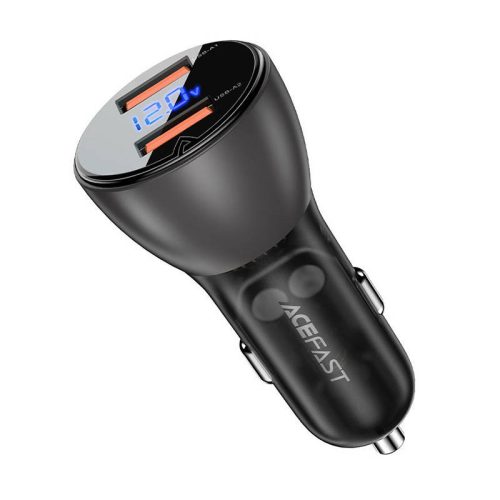 Car Charger Acefast B7, 45W, 2x USB, with display (black)