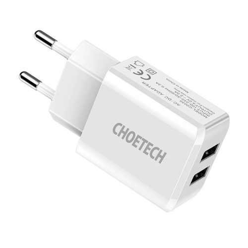 Power charger Choetech C0030, 2A, 2x USB (white)