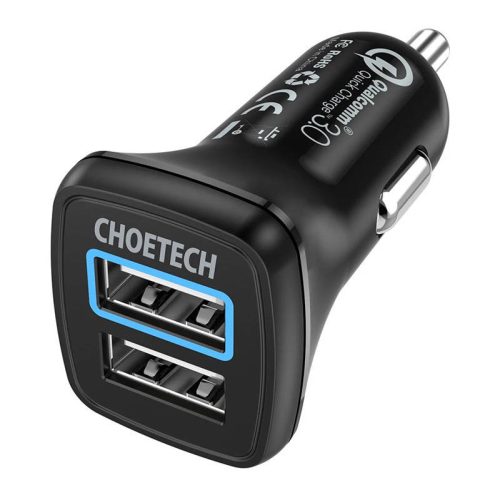 Car Charger Choetech C0051, 30W QC 3.0 Dual Ports (black)