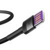 USB-USB-C kábel Baseus Cafule Huawei SuperCharge, QC 3.0, 5A 1m (fekete-szürke)