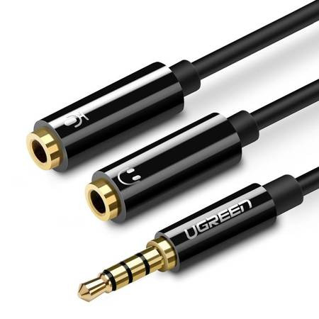 UGREEN AV141 AUX audio elosztó 3,5 mm-es mini jack kábel (dugós) a fejhallgatóhoz + mikrofon (anya),