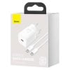 Baseus Super Si gyorstöltő 1C 25W adapter USB-C-USB-C 1 m-es kábellel (fehér)