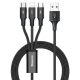 Baseus Rapid Series 3 az 1-ben USB-kábel, USB-micro USB / USB-C / Lightning, 3,5 A, 1,2 m (Fekete)