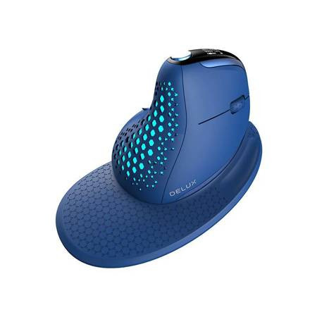 Delux M618XSD vezeték nélküli vertikális, ergonomikus egér BT+2.4G RGB (kék)