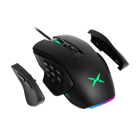 Vezetékes játékegér cserélhető oldalsó Delux M631 RGB 12400DPI (fekete)