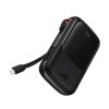 Powerbank Baseus Qpow Pro Lightning kábellel, USB-C, USB, 10000mAh, 20W (fekete)