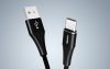 USB-USB-C USB kábel Vipfan A01, 3A, 1,2m, fonott (fekete)