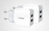 Wall charger LDNIO A2202, 2x USB, 12W (white)