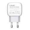 Wall charger LDNIO A2313C, USB + USB-C, PD + QC 3.0, 20W (white)