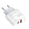 Wall charger LDNIO A2424C, USB + USB-C, PD + QC 3.0, 20W (white)