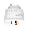 Wall charger LDNIO A2424C, USB + USB-C, PD + QC 3.0, 20W (white)