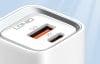 Wall charger LDNIO A2318C, USB + USB-C, PD + QC 3.0, 20W (white)