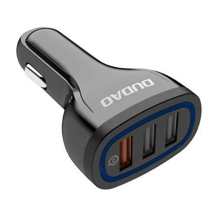 Car charger Dudao R7S 3x USB, QC 3.0, 18W (black)