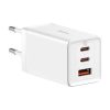 Baseus GaN5 Pro Töltő, 2xUSB-C + USB, 65W (fehér)