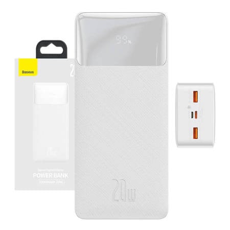 Baseus Bipow Powerbank, 30000mAh, 20W (fehér)