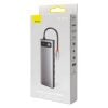 Baseus Metal Gleam Series 11 az 1-ben hub, USB-C - 3x USB 3.0 + 2x HDMI + USB-C PD + Ethernet RJ45 +