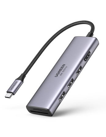 UGREEN CM511 5 az 1-ben adapter USB-C hub 3 porthoz USB3.0 + HDMI + TF / SD (szürke)