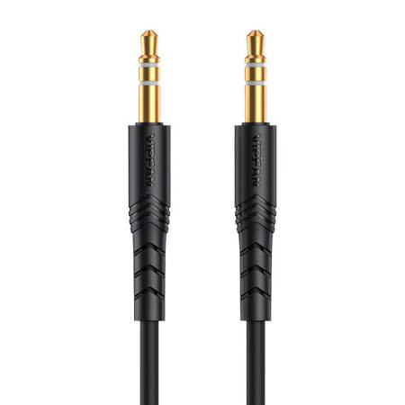 Mini jack 3.5mm AUX kábel Vipfan L04 1m, aranyozott (fekete)