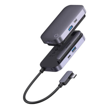 Baseus PadJoy 4 az 1-ben HUB USB-C - USB 3.0 + HDMI + USB-C PD + jack , 3.5 mm (szürke)