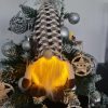 Mesebeli, világító karácsonyi manó * szakállas skandináv manó textilből, beépített LED lámpával