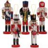 5 darabos fából készült karácsonyi diótörő figurák * különböző színben, akasztóval ellátva