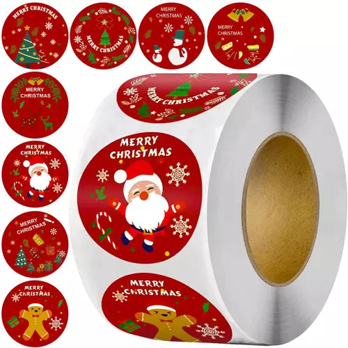 500 db-os karácsonyi matrica készlet ünnepi mintákkal * 3,8 cm-es öntapadós matricák ajándék csomago