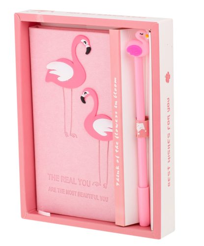 Jegyzetfüzet tollal flamingó ajándék szett