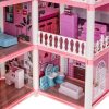 Babaház villa rózsaszín DIY 4 szintes bútorokkal