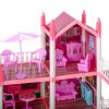 Babaház villa rózsaszín DIY 4 szintes bútorokkal