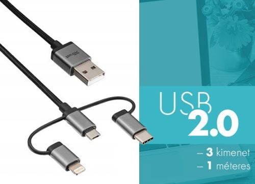 Gyors USB -s töltőkábel 3 az 1 ben