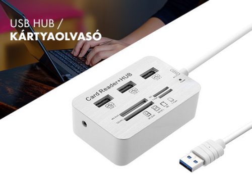 Prémium All in one USB elosztó (3 portos) és kártyaolvasó - 3 USB és minden kártyaolvasó egyben!